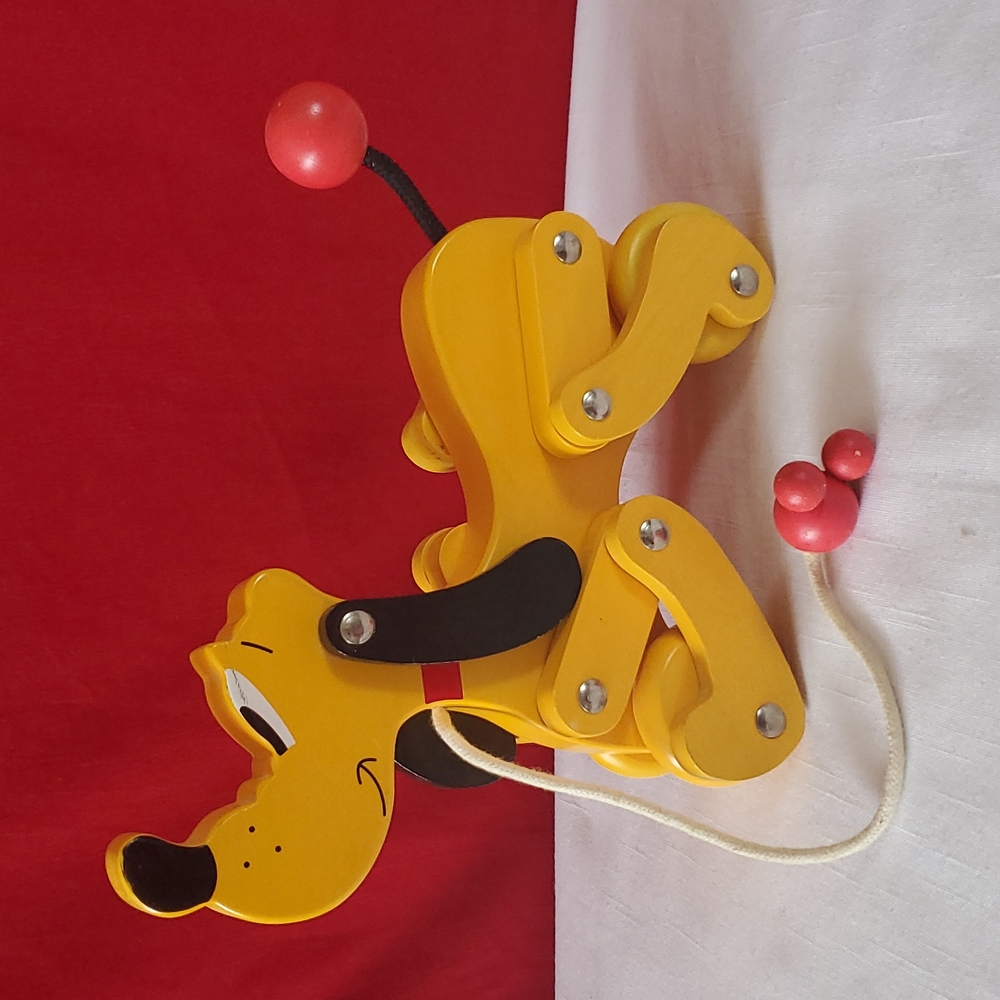 Disney Tokyo Resort, Very Rare Hard to find. Pluto Wooden Block, Pull Along Toy.